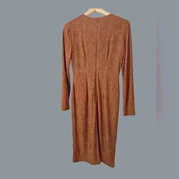 Vintage Maggy London Twist Front Scoop Neck Long Sleeve Maxi Dress Size 6 - Picture 3 of 5